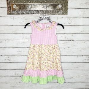 Rare Editions Plaid Ruffle Floral Easter Dress Size Girl 6X